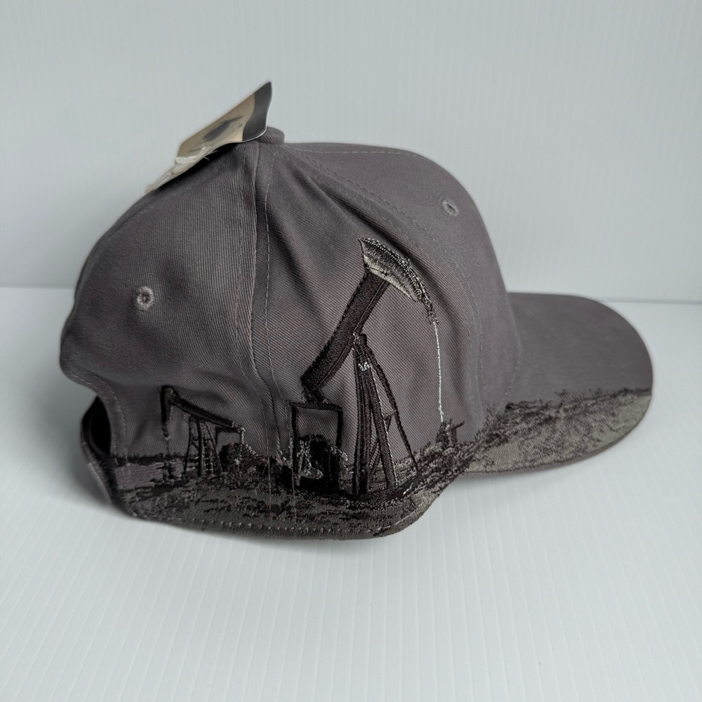 NWT Dri Duck Oil Field Graphic Design Embroidered Grey Adjustable Hat Cap